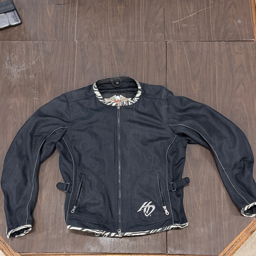 Harley-Davidson Black Bomber Jacket with Zebra Trim
